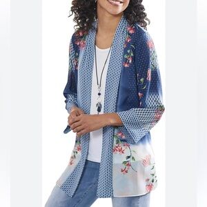 NWOT Multiples Multcolor Flowy Open Kimono Cardigan Blouse Top 1X